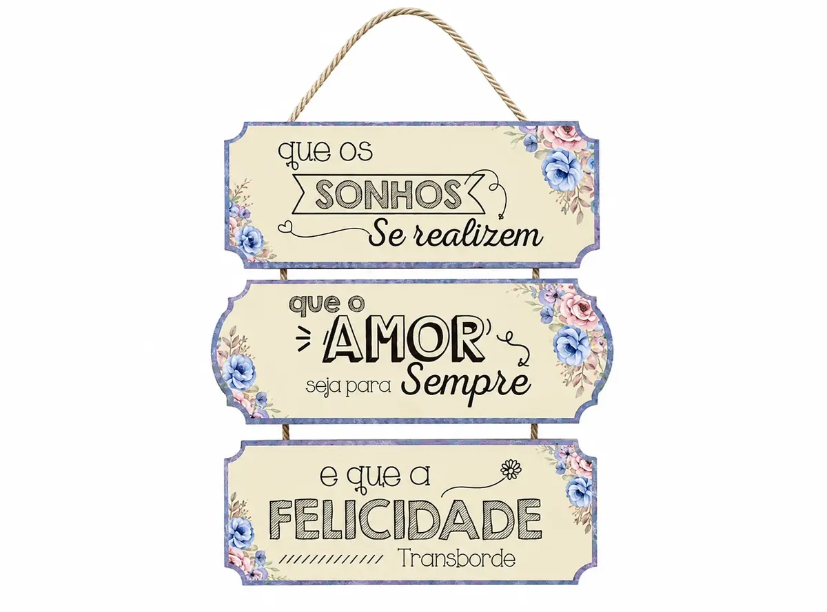 Kit Plaquinhas Amar, Viver, Sonhar