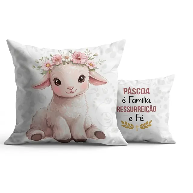 Almofada "Páscoa é familia, ressurreição e fé"
