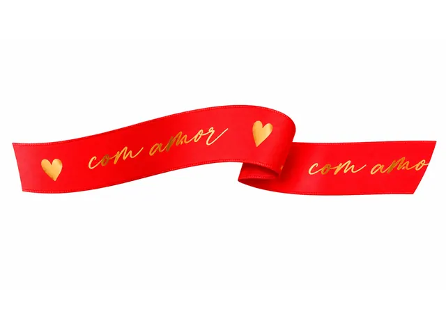 Fita Maxi Modern Love Rolo c/ 16mm x 50 m Vermelho c/ Ouro